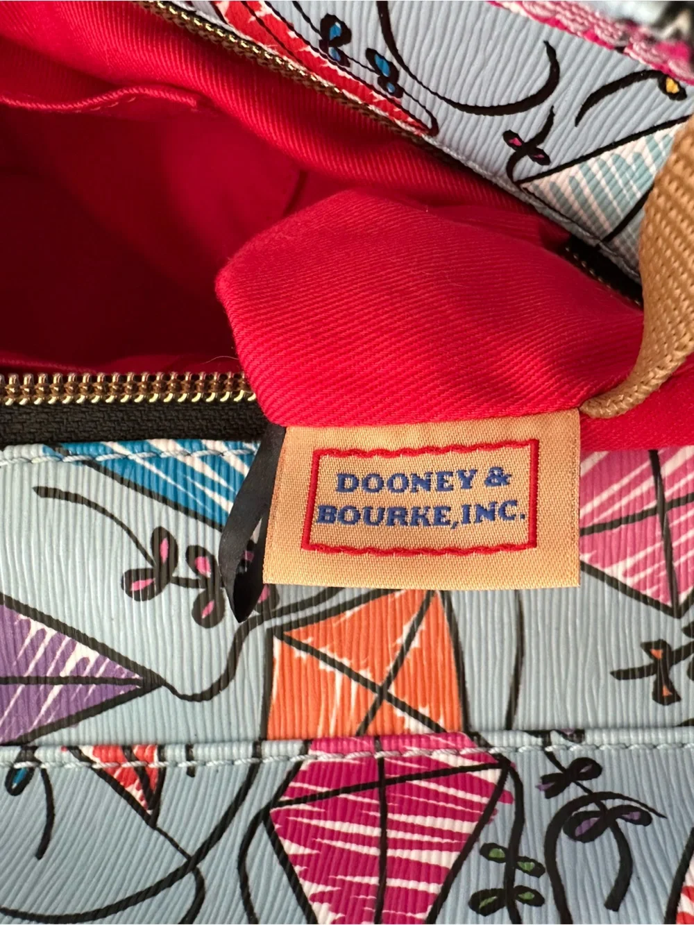 Dooney & Bourke Sky Blue Italian Coated Cotton Kite Print Tote Bag. K9002230